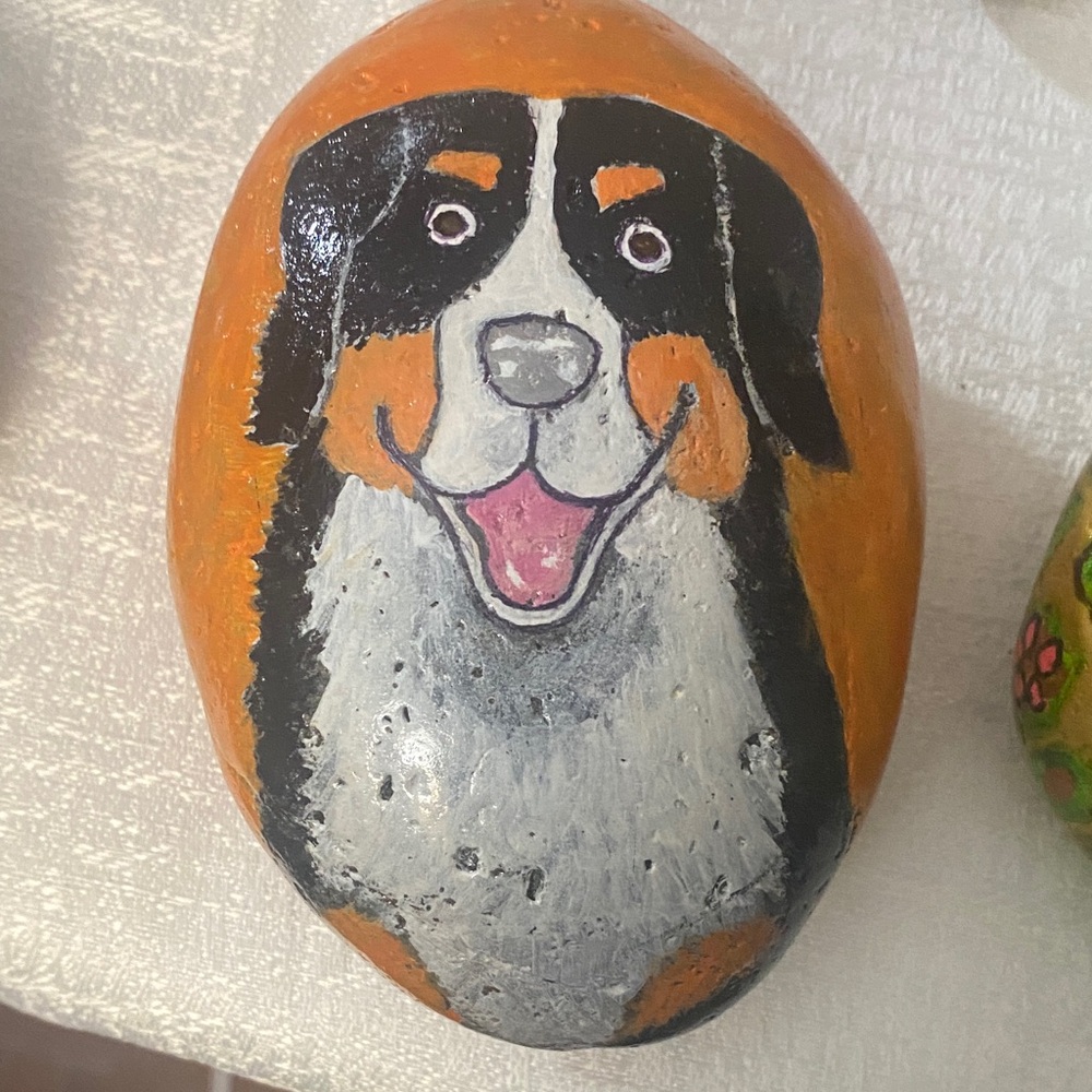Hand-Painted Dog Rock Art large
